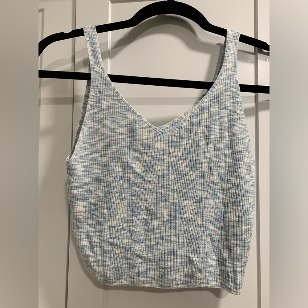 HOUSE OF HARLOW 1960 KNIT CROPPED RIBBED BLUE TANK TOP SIZE S